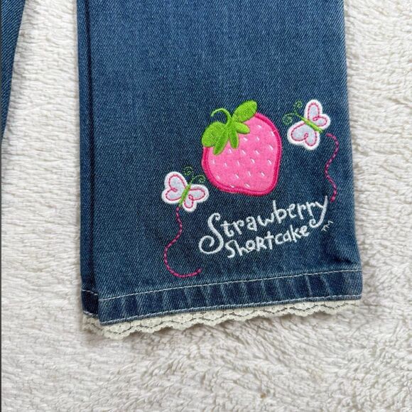 Vintage Y2K Strawberry Shortcake Embroidered Kids Bootcut Jeans - Picture 2 of 9